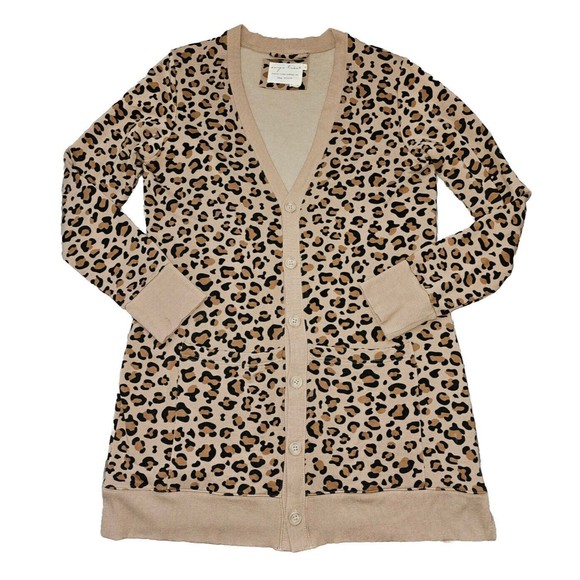 Evy's Tree Vivie Cardigan Leopard Animal Print Sweater VNeck Button Sweatshirt L - Picture 2 of 12